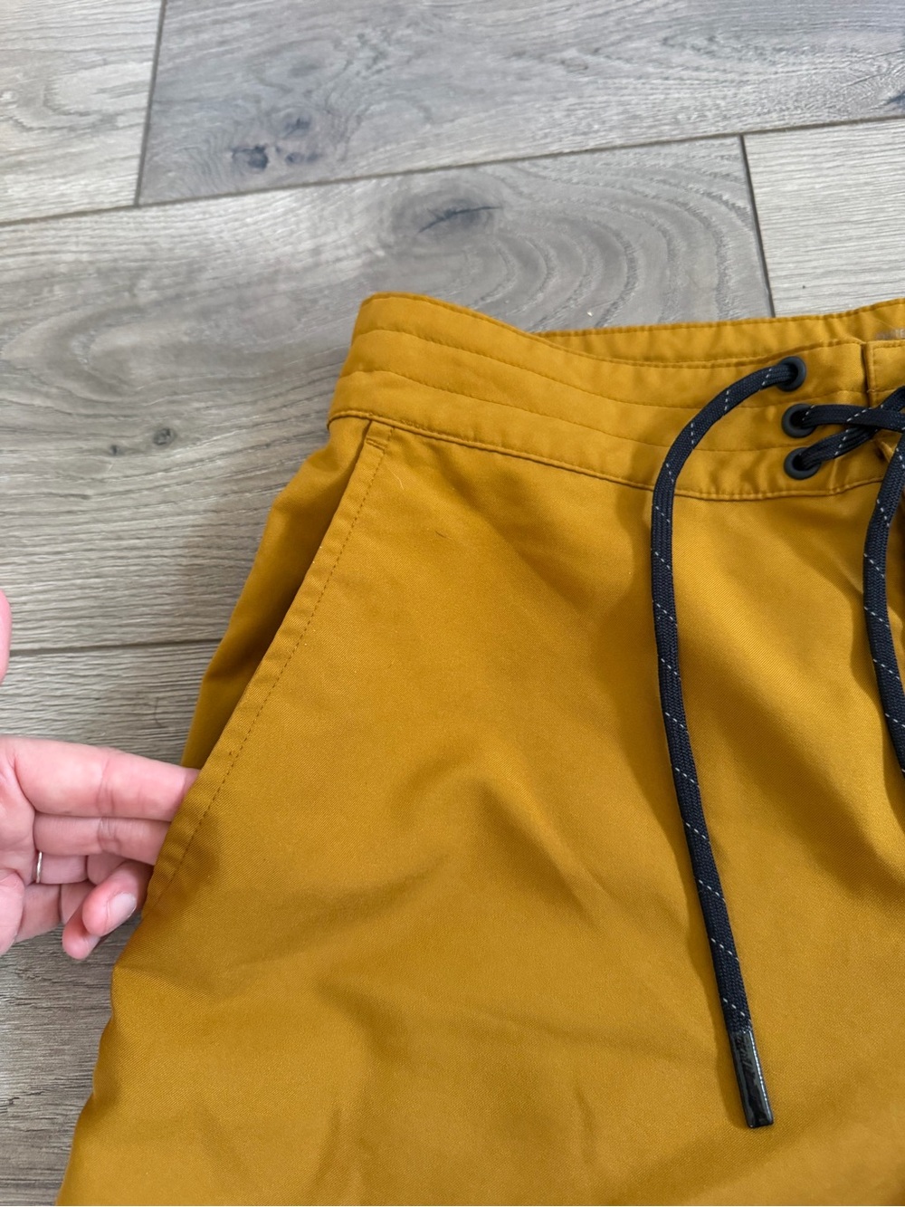 OUTER KNOWN Men's Mustard Yellow Swim Trunks with Drawstring Size 28 - Picture 4 of 7